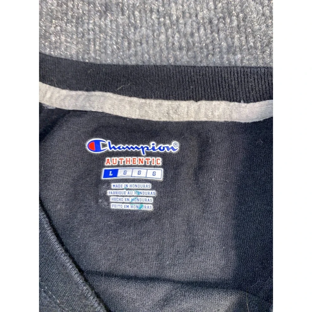 Champion Activewear Top Mens Large Black Solid Authentic Fit Crew Neck Pony Logo